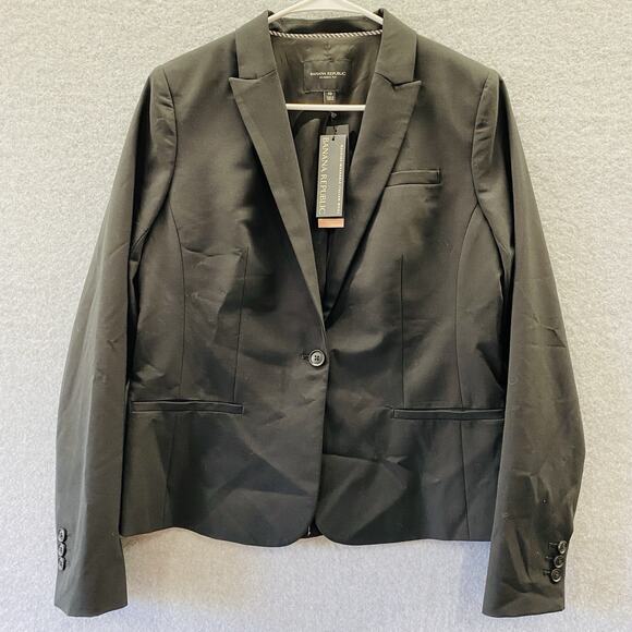 Banana Republic Blazer Women Size 10 CLASSIC-FIT WASHABLE ITALIAN WOOL BLEND NWR - Picture 2 of 8